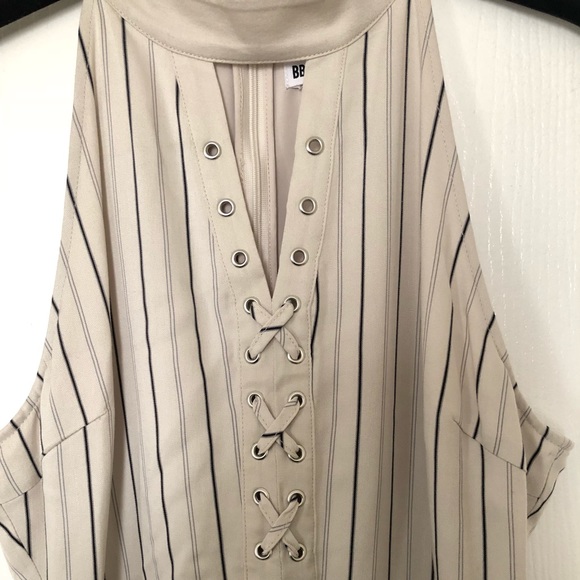 Striped Sleeveless High Neckline Summer Dress - Picture 2 of 4